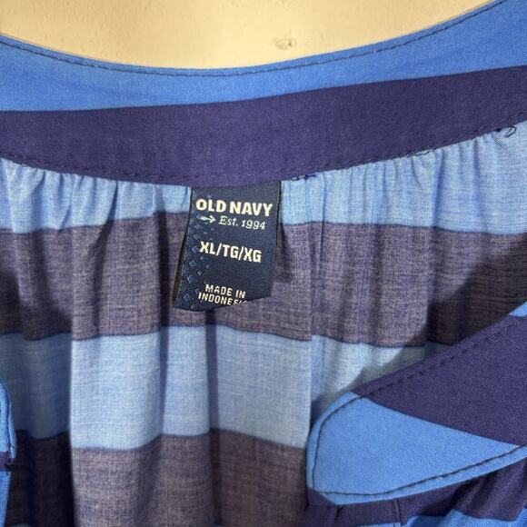 Old Navy Striped Blue Midi Dress Rayon Halter Top XL Sleeveless Summer - Picture 5 of 8